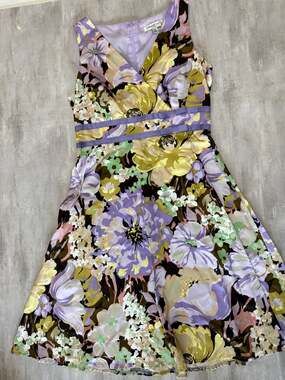 Coldwater Creek Purple Floral Sleeveless Fit & Flare Dress Petite 10